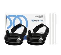 Marchoose 2 Pcs Tumbler Flip Straw Lid Replacement fit for 40 oz Stanley Quencher, Leak-Proof, Easy Handling, Perfect Fit, Midnight Black