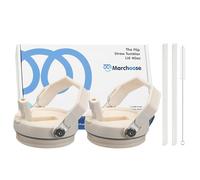 Marchoose 2 Pcs Tumbler Flip Straw Lid Replacement fit for 40 oz Stanley Quencher, Leak-Proof, Easy Handling, Perfect Fit, Almond Birch