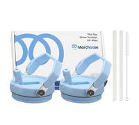 Marchoose 2 Pcs Tumbler Flip Straw Lid Replacement fit for 40 oz Stanley Quencher, Leak-Proof, Easy Handling, Perfect Fit, Baby Blue