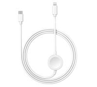 Marchpower 2 in 1 Watch Charger for Apple, 1.2M Magnetic Portable iWatch Fast Charging Cable Compatible with SE/8/7/6/5/4/3/2/1 & iPhone 14/13/12/11/Pro/XR, white