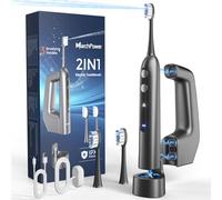 Marchpower 3-in-1 Sonic Electric Toothbrush with Water Flosser & 46° Sweep Vibration Combo, IPX7 Adult Portable Irrigator Set 3+4 Cleaning Modes, 155ml Magnetic Water Tank, 2 Replacement Brush Heads