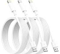 MARCHPOWER 3 Pack 3M iPhone Charger Cable, MFi Certified Lightning Cable, Extra Long iPhone Charging Cable iPhone Leads for iPhone 13 12 Mini Pro 11 Pro XS Max X XR 8 7 6 6 Plus, iPad, iPod - White