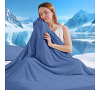 Marchpower Arc-Chill 3.0 Cooling Blanket, Q-Max 0.5, 150x200cm, Blue | Dual-Sided Summer Blankets for Hot Sleepers, Breathable Chenille Cool Throw, ideal for night sweats