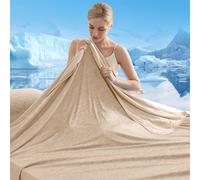 Marchpower Cooling Blanket, Arc-chill 3.0 Cooling Fiber Summer Throw Blankets, Q-Max>0.5 Double-sided Lightweight Cool Blanket for Night Sweats Adult Kids, Breathable & Comfortable, 130x170cm, Beige