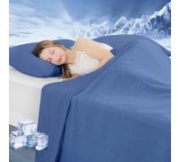 Marchpower Cooling Blanket for Night Sweats, Q-Max 0.5 Arc-Chill 3.0 Dual-Sided Summer Blankets for Hot Sleepers, Breathable Chenille Cool Throw for Bed Sofa Adult Kids, 200x220cm, Blue
