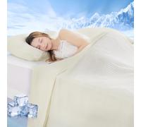 Marchpower Cooling Blanket for Night Sweats, Q-Max 0.5 Arc-Chill 3.0 Dual-Sided Summer Blankets for Hot Sleepers, Breathable Chenille Cool Throw for Bed Sofa Adult Kidss, 150x200cm, Off-white