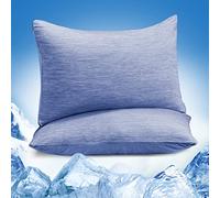 Marchpower Cooling Pillowcases, Arc-chill 2 Pack Q-Max 0.5 Cool Pillow Cases for Hot Sleepers Night Sweats, Double Sided Breathable & Soft Cooling Pillow Cover with Hidden Zipper - 50X75cm, Blue
