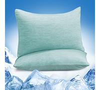 Marchpower Cooling Pillowcases, Arc-chill 2 Pack Q-Max 0.5 Cool Pillow Cases for Hot Sleepers Night Sweats, Double Sided Breathable & Soft Cooling Pillow Cover with Hidden Zipper - 50X75 cm, Green