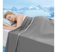 Marchpower Dual-Sided Cooling Blanket, Arc-Chill 3.0 Cool Fiber Q-Max 0.5 Summer Blanket, Lightweight & Breathable Cold Throw Blanket for Hot Sleepers & Night Sweats, 150x200 cm, Gray