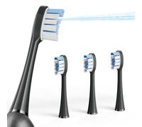 Marchpower Replacement Brush Heads with Nozzle - 3 Brush Heads & Nozzle Set, Compatible with Marchpower 3-in-1 Electric Toothbrush, Suit for Travel & Home Use, Soft Grey