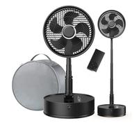 Marchpower Standing Fan Foldable Portable with Remote Control 10'' Timer 7200mAh Adjustable Height Floor Fan Quiet with Bag 5 Speeds Desk Fan for Bedroom Home Office Camping-Black