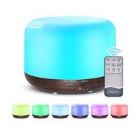 Marchred 300ML Essential Oil Diffuser with Remote Control,Ultrasonic Aromatherapy Air Diffuser Humidifier,Aroma Diffuser with 7 LED Color Changing Light for Large Room,Home (Dark Wood Grain)