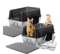 Marchul 2PACK Cat Litter Tray, XL Stainless Steel Litter Boxes 60x40x31CM, Extra Large, Anti-Urine Leakage, Non-Sticky, Easy to Clean, Anti-
