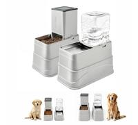 Marchul 8L Elevated Dog Feeder and Water Dispenser Set, 2-Piece Automatic Gravity Pet Feeding Station with Raised Stand and Stainless Steel Bowls for Small and Medium Dogs, Puppies and Cats, Grey