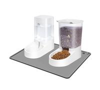 Marchul Auto Dog Cat Feeder with Water Dispenser, 2-in-1 3.8L Pet Food Water Bowl for Multiple Days Feeding (Feeder+Waterer+Mat)