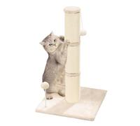 Marchul Cat Scratching Post, Scratch Post for Large Cats with Teasing Hanging Ball, Cat Toys for Indoor Cats Adult, Claw Scratcher with Sisal Rope and Covered with Soft Smooth Plush, 68 cm Tall, White