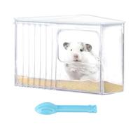 Marchul Hamster Sand Bath Container, Stable Triangle Hamster Sand Bath Box, Big Space Hamster Sand Bathtub with Cleaning Scoop, Transparent Hamster Bathroom Toilet Easy to Clean (Purple)