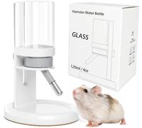 Marchul Hamster Water Bottle for Glass Tank, 120ml Glass Water Bottle with Adjustable Stand Holder, No Drip Leak Proof Drinking Bottle for Hamsters Guinea Pigs Gerbils and Small Animals, White