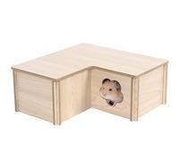 Marchul Wooden Hamster House, Syrian Hamster Hide, 28x28x11.5cm, 3 Room Hideout, Small Pet House Habitats Decor for Syrian Hamsters Gerbils Dwarf Mouse