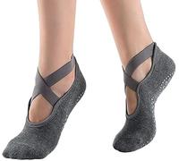 Marchuusu Socks for Small Feet Yoga Pilates Dance Fitness Anti-Slip Non Slip Grip Cotton for Kids Women Girls Size S for UK 1-4 EU 33-37 (grey)