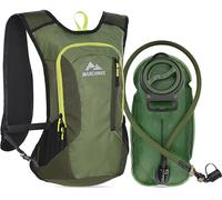 MARCHWAY Lightweight Hydration Backpack with Vest Style Straps & 2.5L TPU Water Bladder, Versatile Sleek Multi-Pocket Pack for Hiking, Cycling, Running, Travel (Green)