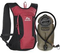 MARCHWAY Lightweight Hydration Backpack with Vest Style Straps & 2.5L TPU Water Bladder, Versatile Sleek Multi-Pocket Pack for Hiking, Cycling, Running, Travel (Red)