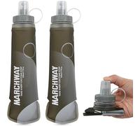 MARCHWAY Soft Hydration Flask with Wide Mouth, 300ml/500ml Collapsible TPU Water Bottle, Leakproof Portable Flexible for Running, Hiking, Cycling, Climbing, Gym, Travel (2pcs Grey 500ml)