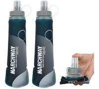 MARCHWAY Soft Hydration Flask with Wide Mouth, 300ml/500ml Collapsible TPU Water Bottle, Leakproof Portable Flexible for Running, Hiking, Cycling, Climbing, Gym, Travel (2pcs Blackish Green 500ml)