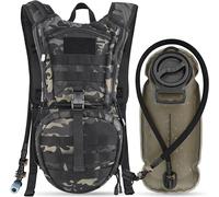 MARCHWAY Tactical Molle Hydration Pack Backpack with 3L TPU Water Bladder, Military Daypack for Cycling, Hiking, Running, Climbing, Hunting, Biking (Black Camo)