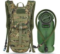 MARCHWAY Tactical Molle Hydration Pack Backpack with 3L TPU Water Bladder, Military Daypack for Cycling, Hiking, Running, Climbing, Hunting, Biking (Digital Woodland)