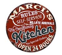 Marci’S My Rules Kitchen Rules Self Service Open 24 Hours Chic Tin Sign Birthday Valentine's Day Mother's Day Christmas Housewarming Party Gift for Women Coffee Nook Decor Ideas
