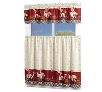 MarCielo 3 Piece Printed Floral Kitchen/Cafe Curtain with Swag and Tier Window Curtain Set, Chef