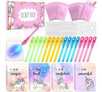 MarckersHome Invisible Ink Pen and Notebook, Pack of 16 Unicorn Stocking Fillers for Girls, UV Light Secret Pen Set Party Bags Filler & Pinata Toys, Kids Party Favours School Prizes Gift for Children