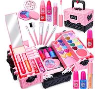 MarckersHome Kids Makeup Set, Real Washable Non-Toxic Makeup Set With Eye Shadow, Lipstick, Nail Polish, Blush, Great Cosmetic Beauty Kit Birthday For Girls Aged 4 5 6 7 8 9 10
