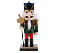 Marclix 20cm Wood Nutcracker Figures Ornament Walnut for Christmas Party Decoration Gifts Green