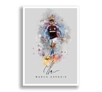 Marco Asensio Signed Photo Aston Villa Poster Print Autograph Framed Display Memorabilia Spain Gift (A4 poster only (Grey))