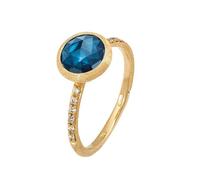 Marco Bicego Jaipur 18ct Yellow Gold London Blue Topaz 0.09ct Diamond Ring - L MBI-552/L