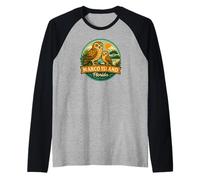 Marco Island Florida Burrowing Owl Mom and Family Badge Art Raglan Baseball Tee