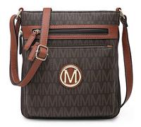 MARCO M KELLY Crossbody Bags for Women Travel Vegan Leather Multi Zip Pockets Crossbody Purses Trendy Monogram Shoulder Bags, M-coffee