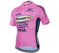 Marco Pantani Pink Retro Pro Team Mercatone Uno Cycling Jersey For Men, Summer Short Sleeve Breathable MTB Bike Clothing Bicycle Shirt(2XL)
