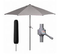 Marco Paul 1.9M Grey Garden Parasol With Cover, Crank Handle, Steel Pole & Vent
