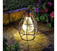 Marco Paul 1 x Solar Copper Hanging Firefly Lantern with LED Lights Patio Storm Vase Table Lantern Or Window Centre Piece Indoor Outdoor
