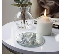 Marco Paul 10cm Silver Mirrored Candle Plate Decorative Mirrored Coasters Home Decor Decorative Home Accessories Candle Holders Coffee Table Decor Mirror Tray Home Accessories Living Room