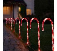 Marco Paul 12 Candy Cane Christmas Pathway Lights - Battery Operated with 60 LEDs Outdoor Christmas Lights - Durable Outdoor Xmas Decorations for Garden, Patio, Pathway