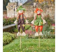 Marco Paul 120cm Large Scarecrow Halloween Outdoor Decoration - 2pc Durable Weather Resistant Halloween Harvest Decor Standing Scarecrow for Bird Control, Fall Decorations