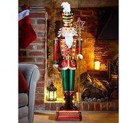 Marco Paul 120cm Red Nutcracker Soldier Statue with LED Lights - Battery Operated Hand-Painted Christmas Decor - Metal InLit Indoor Nutcracker Ornaments for Christmas Decorations