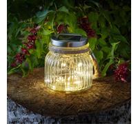 Marco Paul 12cm Glass Solar Powered Firefly Jar Light in White Marco Paul White