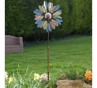 Marco Paul 130cm Steel Multicolour Solar Powered Wind Spinner with Crackle Glass Orb Marco Paul Multicolor