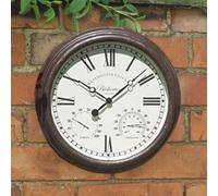 Marco Paul 15" Wall Clock with Thermometer - Bickerton in Brown Marco Paul Brown