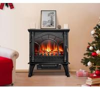 Marco Paul 1500W Black Glass Sided Electric Fireplace Heater with Thermostat Control Multi Function Free Standing Modern Electric Fire Energy Efficient Heating for Living Room Bedroom or Dining Room